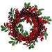 Red Berries Two-Tone Green Leaves Artificial Christmas Wreath 18"