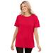 Plus Size Women's Thermal Short-Sleeve Satin-Trim Tee by Woman Within in Vivid Red (Size L) Shirt