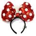 Disney Accessories | Disney Parks Oversized Minnie Bow Sequins Minnie Ear Headband | Color: Red/White | Size: Os