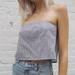 Brandy Melville Tops | Brandy Melville John Galt Striped Strapless Crop Top | Color: Blue/White | Size: One Size