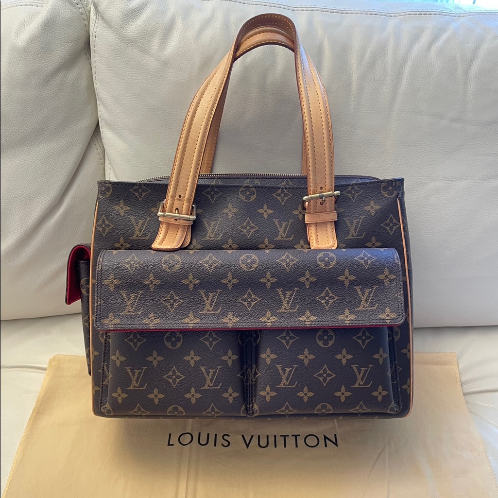 Louis Vuitton Bags | Louis Vuitton Handbag With Pockets. Made In U.S.A Authentic Genuine Lv Handbag | Color: Brown | Size: 14h X 10w X 5 12d 17 12h Handle To Bottom