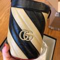 Gucci Bags | Gucci Gg Marmont Bucket Bag In Black And Beige With Red Trim | Color: Black/Cream | Size: Os
