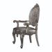 Rosdorf Park Barnathan King Louis Back Arm Chair in Dark Gray Faux Leather/Wood/Upholstered in Brown | 47 H x 25 W x 26 D in | Wayfair