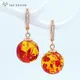 S & Z uco-Boucles d'oreilles pendantes en or rose pour femmes et filles perles de fleurs rondes
