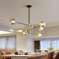 Plafonnier LED noir composé de boules de verre design nordique moderne éclairage d'intérieur