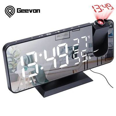 Horloge de Table numérique LED réveil de Projection Radio FM USB Snooze avec température et