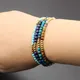 Bracelet en acier inoxydable pour hommes et femmes perles simples pierre naturelle turquoise œil