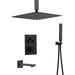ORB Bronze Ceiling Mount 12 inch Rainfall Shower Head 3 Way Thermostatic Shower Faucet w/ Tub Spout - Oil Rubbed Bronze