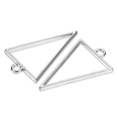 10Pcs Resin Pendants Frames Triangle Alloy Hollow Charms for DIY - Silver Tone