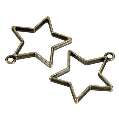 10Pcs Resin Pendants Frames Star Shape Alloy Hollow Charms for DIY - Bronze