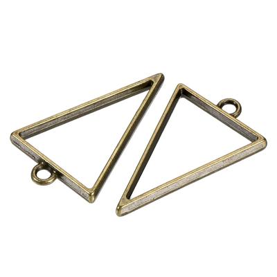 10Pcs Resin Pendants Frames Triangle Alloy Hollow Charms for DIY - Bronze