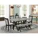 East West Furniture Dining Table Set- a Table and Shitake Linen Fabric Parson Chairs, Wire Brushed Black.(Pieces Options)