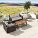 Latitude Run® Marfik 3 Piece Rattan Sofa Seating Group w/ Cushions Synthetic Wicker/Wood/All - Weather Wicker/Natural Hardwoods/Teak/Wicker/Rattan | Outdoor Furniture | Wayfair