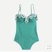 J. Crew Swim | J. Crew Scalloped Ruffle One-Piece Swimsuit In Textured Gingham Size 16 | Color: Green | Size: 16
