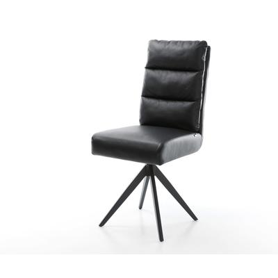 DELIFE Esszimmerstuhl Pela-Flex Echt-Leder Schwarz Kreuzgestell kantig Schwarz Taschenfederkern, Esszimmerstühle Image