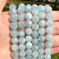 Perles en Pierre Naturelle de Haute Qualité Surface en Diamant Aigue-Marine à Facettes