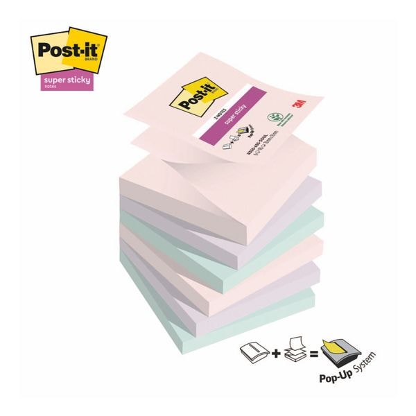 Post-it Super Sticky Haftnotizblock 76 x 76 mm »Z-Notes Soulful Collection«, 6 Stück rosa Image