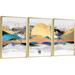 Loon Peak® QS21-3_Mountain Framed Wall Art - 3 Piece Picture Frame Print Set On Canvas in Blue/White/Yellow | 16.3 H x 36.3 W x 1.65 D in | Wayfair