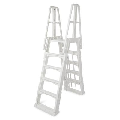 Vinyl Works SLA A-Frame Adjustable 48-56 Inch Above Ground Pool Ladder, White - 57