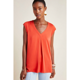 Anthropologie Tops | Anthropologie Maeve Orange Ally Cupro Tunic Top V-Neck Cutout Back Womens Xs | Color: Orange | Size: Xs