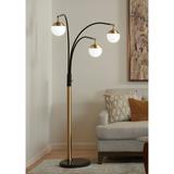 Possini Euro Rayne 72" Warm Gold and Black 3-Light Arc Floor Lamp