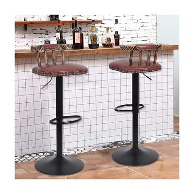Barhocker 2er Set Vintage Barstuhl Tresenhocker mit Fußstütze Rücklehne Höheverstellbar Schwenkbar Image