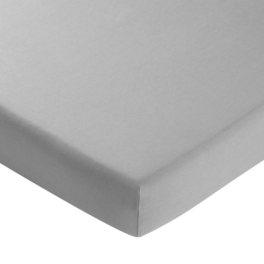 Drap-housse en lin gris 140x200x28cm