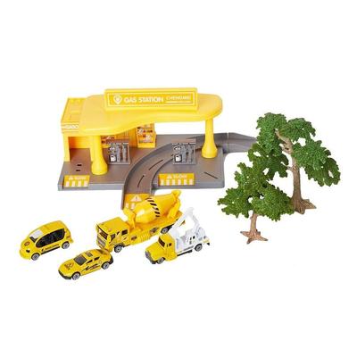 Yellow Gas Station Toy Playset Educational Toys for Kids 3 and up - 16.5"(L) X 9.8"(W) X 7.7"(H)