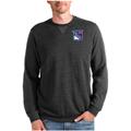 Men's Antigua Heathered Black New York Rangers Reward Crewneck Pullover Sweatshirt