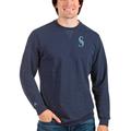 Men's Antigua Heathered Navy Seattle Mariners Reward Crewneck Pullover Sweatshirt
