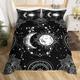 Sun and Moon Bedding Set Constellation Comforter Cover for Kids Boys Girls Teens Psychedelic Boho Mandala Duvet Cover Celestial Galaxy Bedspread Cover Black White Quilt Cover King Size