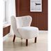 Wingback Chair - Latitude Run® Mannox 34" Wide Tufted Wingback Chair, Wood in Brown/White | 34 H x 34 W x 31 D in | Wayfair