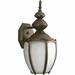 Lark Manor™ Rawson Antique Bronze 15.375" H Seeded Glass Outdoor Wall Lantern Aluminum/Metal in Brown/Gray | 15.375 H x 7 W x 7.25 D in | Wayfair