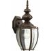 Lark Manor™ Rawson 15.25" H Seeded Glass Outdoor Wall Lantern Aluminum/Glass/Metal in Brown | 15.25 H x 7 W x 7.25 D in | Wayfair