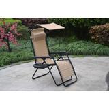 BTEXPERT Zero Gravity Chair Case Lounge Outdoor Patio Beach Yard Garden Canopy Sunshade Utility Tray Cup Holder Tan Beige