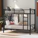 Modern Style Twin Over Twin Metal Bunk Bed with Full Length Gridded Guardrails, Converts into 2 Twin Beds