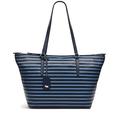 RADLEY Angel Street - Stripe Medium Ziptop Tote Bag for Women, Made from Ink Blue Textured Leather, Zip Tote Bag with Two Shoulder Straps, Internal and Slip Pockets, Handbag with Leather Feet