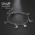 Unift-Bracelets à breloques en acier inoxydable pour femme lune étoile pentagramme coeur croix