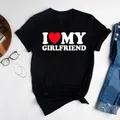 T-shirt graphique drôle I Love My Girlfriend pour hommes T-shirt à col rond pour hommes T-shirt