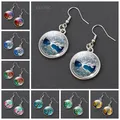 Cabochon en Verre Arbre de Vie Boucles d'Oreilles Pendantes Bijoux Cadeaux pour Elle