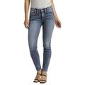 Silver Jeans Co. Damen Suki Mid Rise Skinny Jeans, Dark Wash Met, 27W x 29L