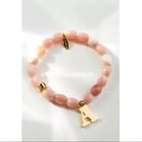 Anthropologie Jewelry | Nwt Anthro Beaded Monogram Charm Stretch Bracelet Letter “A” | Color: Gold/Pink | Size: Letter “A”