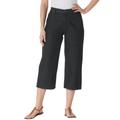 Plus Size Women's Perfect 5-Pocket Relaxed Capri With Back Elastic by Woman Within in Black (Size 18 W)