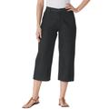 Plus Size Women's Perfect 5-Pocket Relaxed Capri With Back Elastic by Woman Within in Black (Size 32 W)