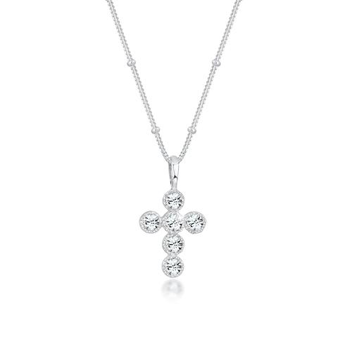 Halskette Kreuz Kugelkette Kristalle 925 Silber Elli Silber