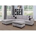 Gray/White Reclining Sectional - Latitude Run® 103.5" Wide Sofa & Chaise w/ Ottoman Upholstery/Velvet | 35 H x 103.5 W x 74.5 D in | Wayfair