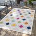 Blue/Orange 108 x 0.33 in Area Rug - Langley Street® Ouimet Geometric White/Blue/Orange Indoor/Outdoor Area Rug | 108 W x 0.33 D in | Wayfair