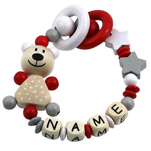 Greifling Teddybär Sterne personalisiert mit Namen rot