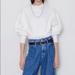 Zara Tops | Cropped Zara Knit Hooded Sweatshirt Size S | Color: Cream/White | Size: S