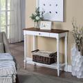 French Country 1 Drawer Hall Table with Shelf in Dark Walnut/White - Convenience Concepts 6042188DWNW